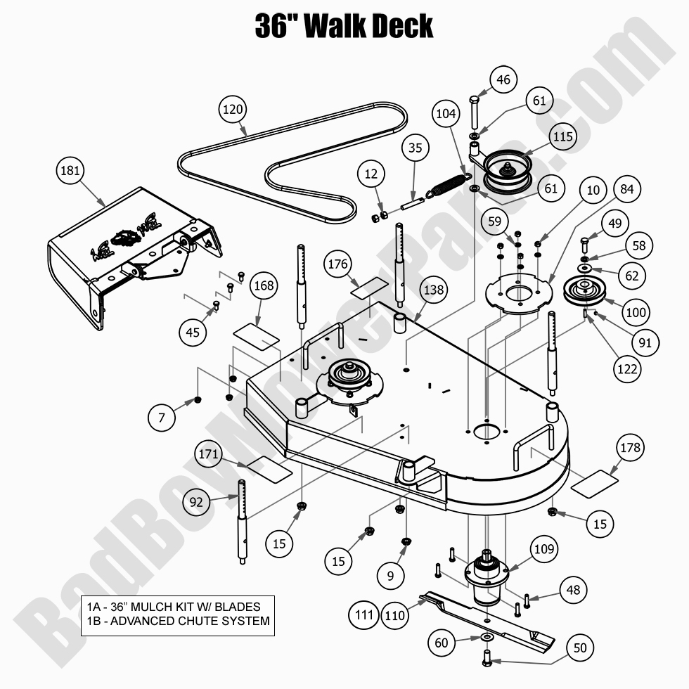 2685 - Bad Boy Mower Parts Lookup > 2021 > Walk Behind > 36\" Deck Assembly